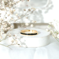 Princess Cut Black Onyx Half Eternity Band in Channel Setting