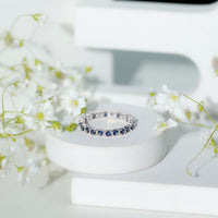 Certified Round Cut Lab Grown Blue Sapphire Eternity Band Ring