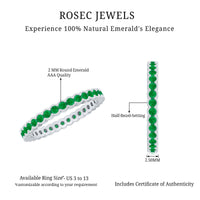 Beaded Bezel Set Emerald Full Eternity Stackable Ring