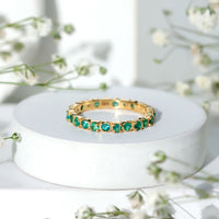 Real Emerald Eternity Wedding Band Ring for Women