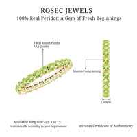 Natural Green Peridot Eternity Ring With Certificate