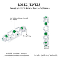 Minimalist Emerald Heart Shape Wedding Band