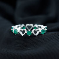 Minimalist Emerald Heart Shape Wedding Band