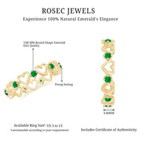 Minimalist Emerald Heart Shape Wedding Band