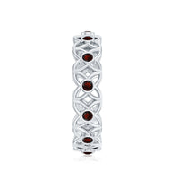 Certified Natural Garnet Flower Wedding Band