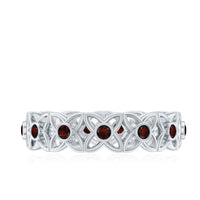 Certified Natural Garnet Flower Wedding Band