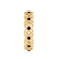 Certified Natural Garnet Flower Wedding Band