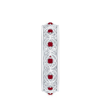 Natural ruby Celtic knot wedding band for women with intricate design, crafted by Rosec Jewels.