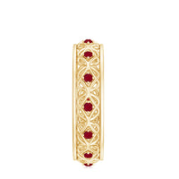 Natural Ruby Celtic Knot wedding band for women by Rosec Jewels, featuring intricate Celtic knot design in sterling silver.
