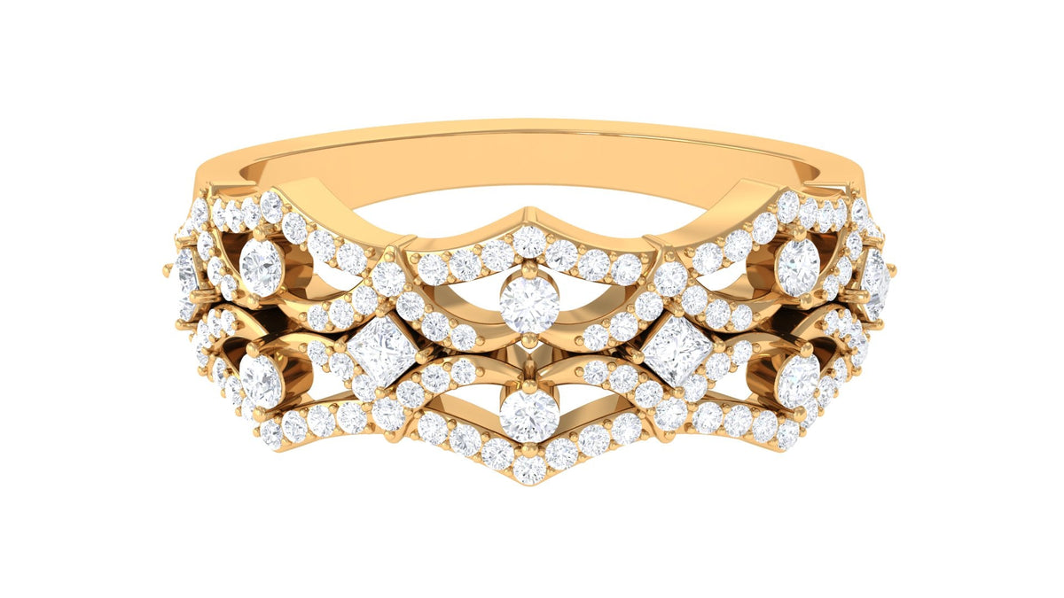 Art Deco Inspired Diamond Wedding Band for Women