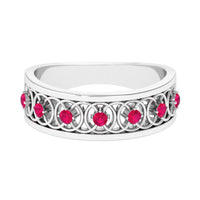 Vintage Inspired Ruby Half Eternity Anniversary Band Ring