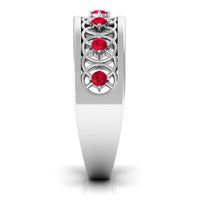 Vintage Inspired Ruby Half Eternity Anniversary Band Ring