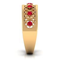 Vintage Inspired Ruby Half Eternity Anniversary Band Ring