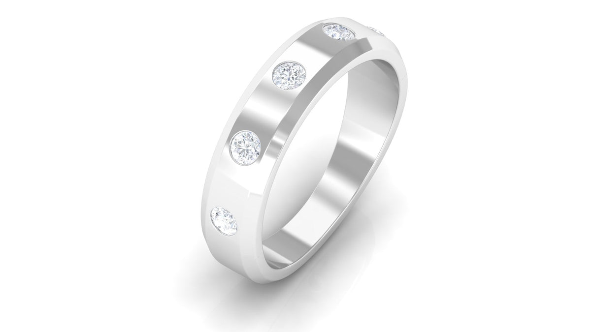 Certified Natural Diamond Mens Wedding Band