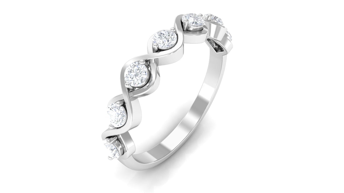 Certified Natural Diamond Half Eternity Ring with Infinity Knot