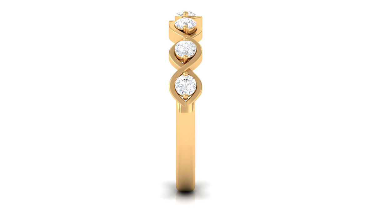 Certified Natural Diamond Half Eternity Ring with Infinity Knot