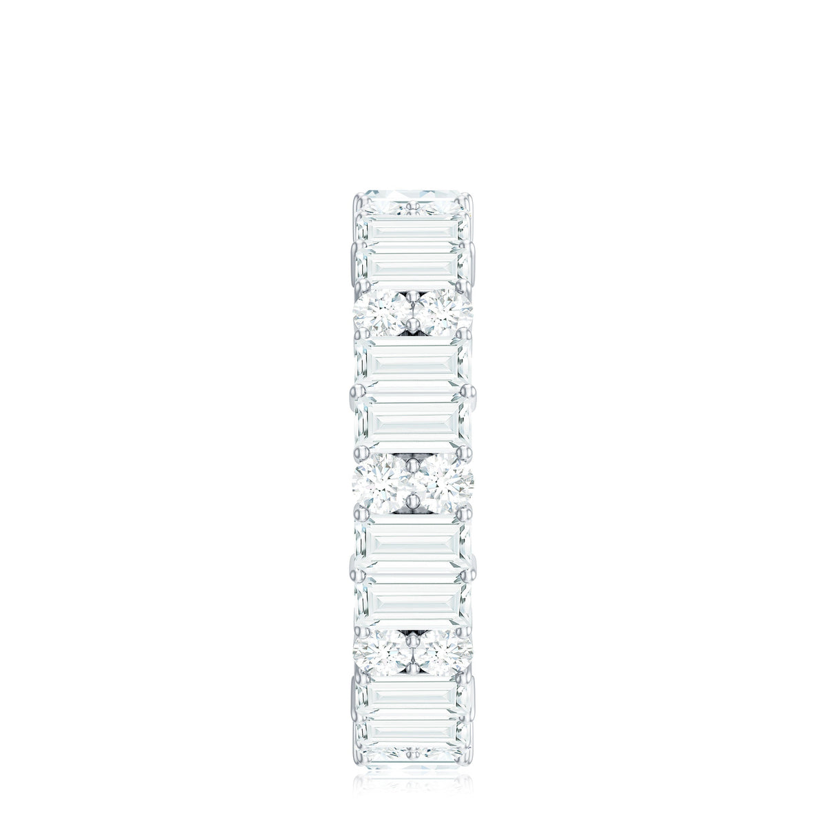 Round and Baguette Cut Moissanite Eternity Wedding Band