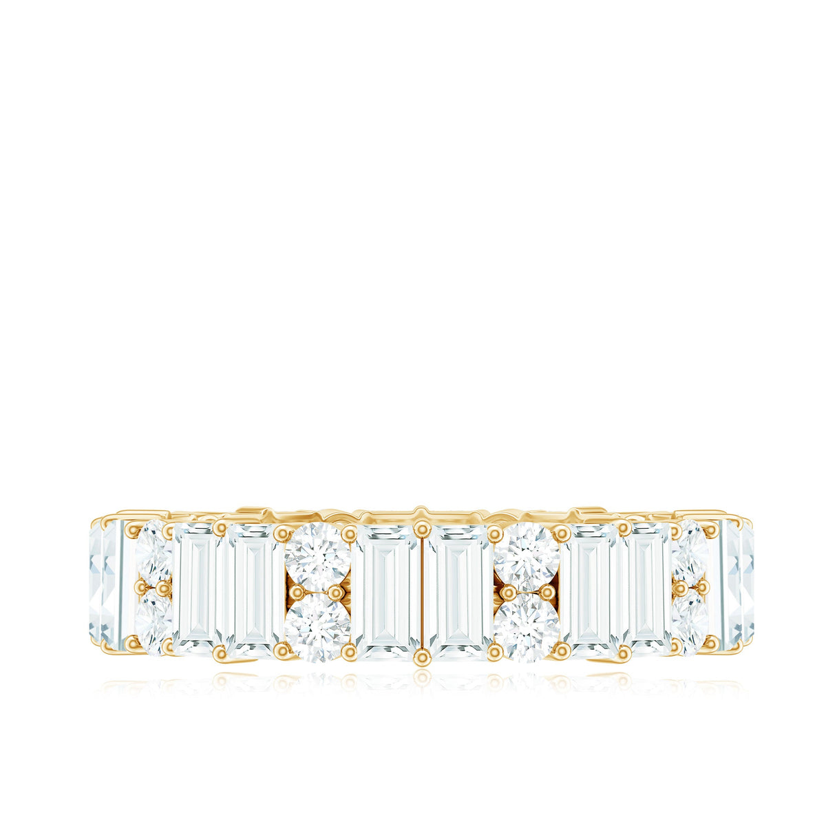 Round and Baguette Cut Moissanite Eternity Wedding Band