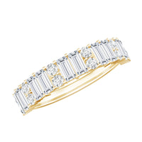 Baguette and Round Moissanite Half Eternity Band Ring