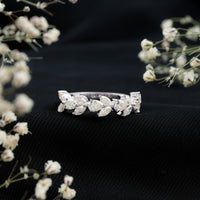 Marquise and Pear Cut Moissanite Half Eternity Band