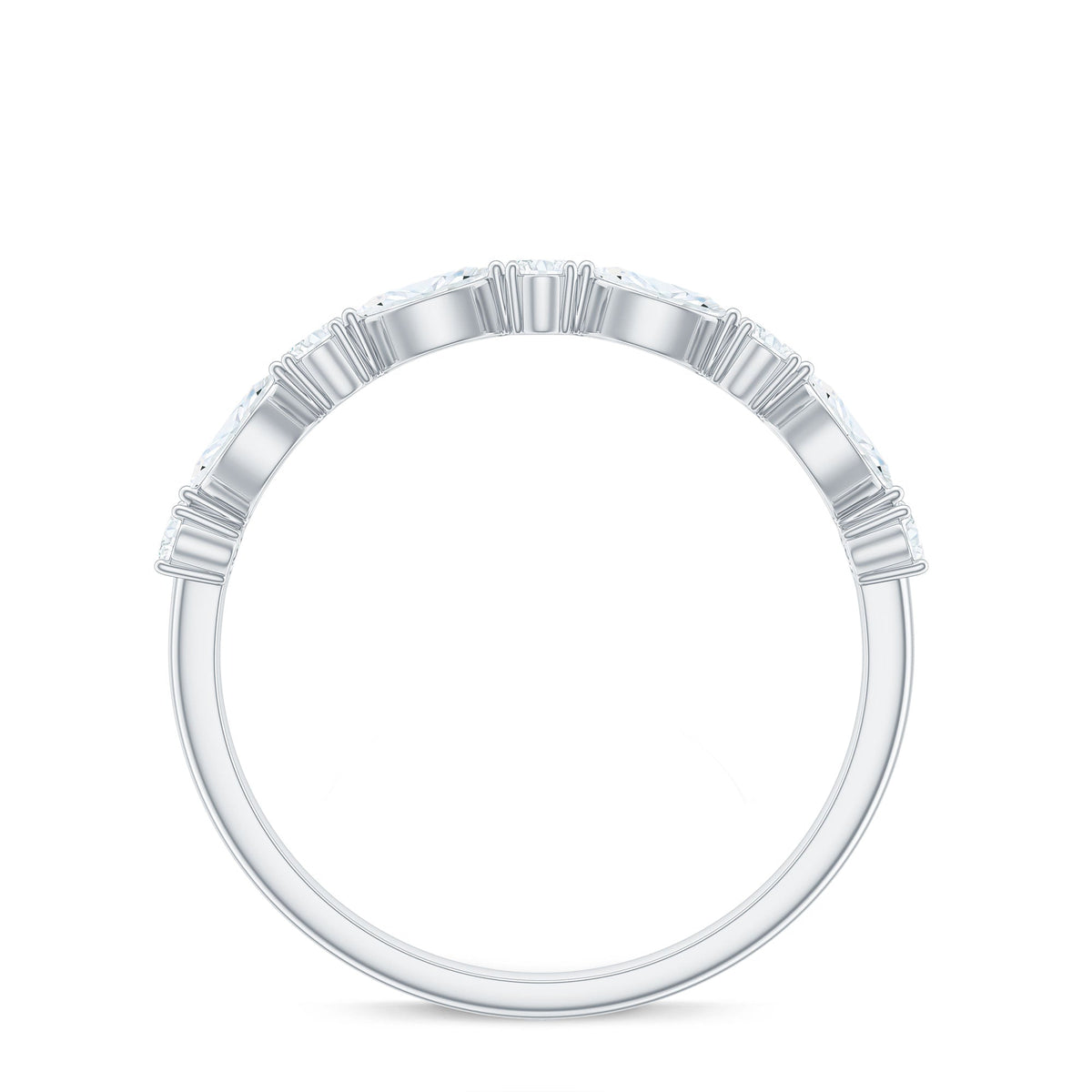 Marquise and Oval Shape Moissanite Half Eternity Ring