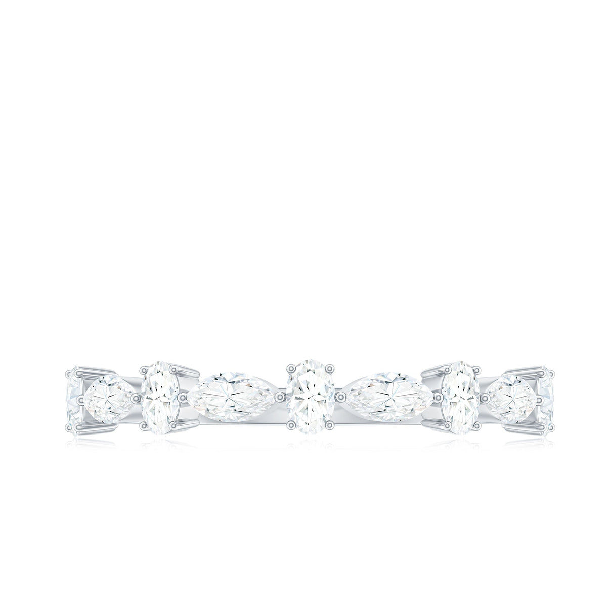 Marquise and Oval Shape Moissanite Half Eternity Ring