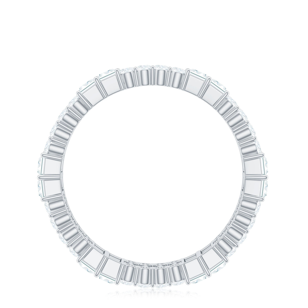 Rosec Jewels Moissanite eternity wedding band ring with sparkling stones and sleek design, showcasing a continuous circle of brilliance.