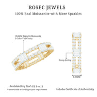 Rosec Jewels moissanite eternity wedding band ring with sparkling gemstones in a continuous circle design.