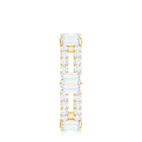 Rosec Jewels moissanite eternity wedding band ring with sparkling stones, showcasing a continuous circle of brilliance.