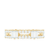 Rosec Jewels Moissanite eternity wedding band ring with sparkling stones, showcasing a continuous circle of brilliance.