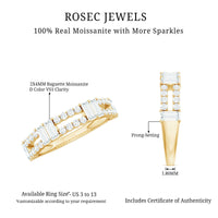 Baguette and Round Moissanite Half Eternity Band