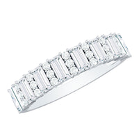 Certified Baguette Moissanite Half Eternity Band Ring for Women