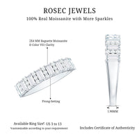 Certified Baguette Moissanite Half Eternity Band Ring for Women