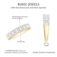 Certified Baguette Moissanite Half Eternity Band Ring for Women