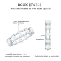 Moissanite Baguette Wedding Band with Certificate