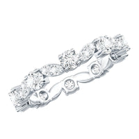 Certified Moissanite Eternity Wedding Band Ring in Prong Setting