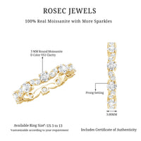 Certified Moissanite Eternity Wedding Band Ring in Prong Setting