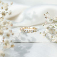 Certified Moissanite Eternity Wedding Band Ring in Prong Setting