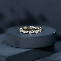 Certified Moissanite Eternity Wedding Band Ring in Prong Setting