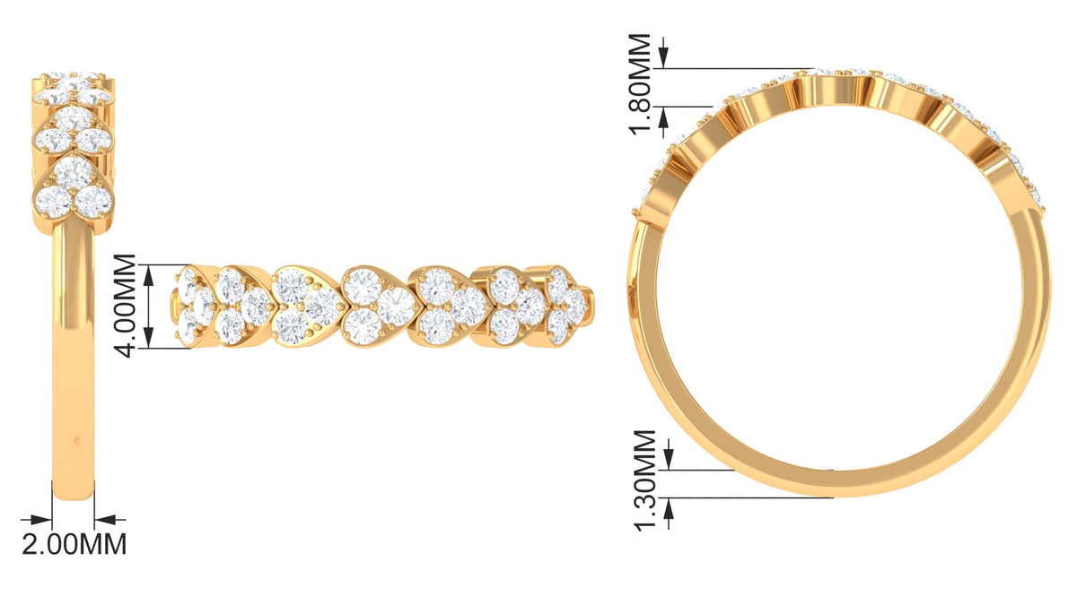 Certified Natural Diamond Heart Eternity Ring in East West Style