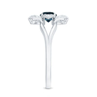 Flower Inspired London Blue Topaz and Diamond Engagement Ring