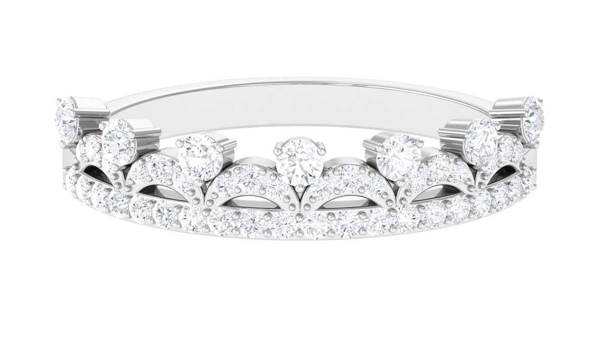 Natural Diamond Half Eternity Ring in Crown Style