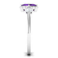 Rosec Jewels 1.2 Carat princess cut amethyst engagement ring with diamond accents, showcasing a stunning purple gemstone and elegant setting.