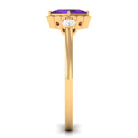Rosec Jewels designer 1.2 carat princess cut amethyst engagement ring with diamond accent, showcasing a stunning purple gemstone and elegant band.