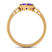 Rosec Jewels 1.2 Carat Princess Cut Amethyst and Diamond Engagement Ring, elegant sterling silver band, detailed gemstone setting.