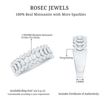 Certified Moissanite Designer Half Eternity Band Ring