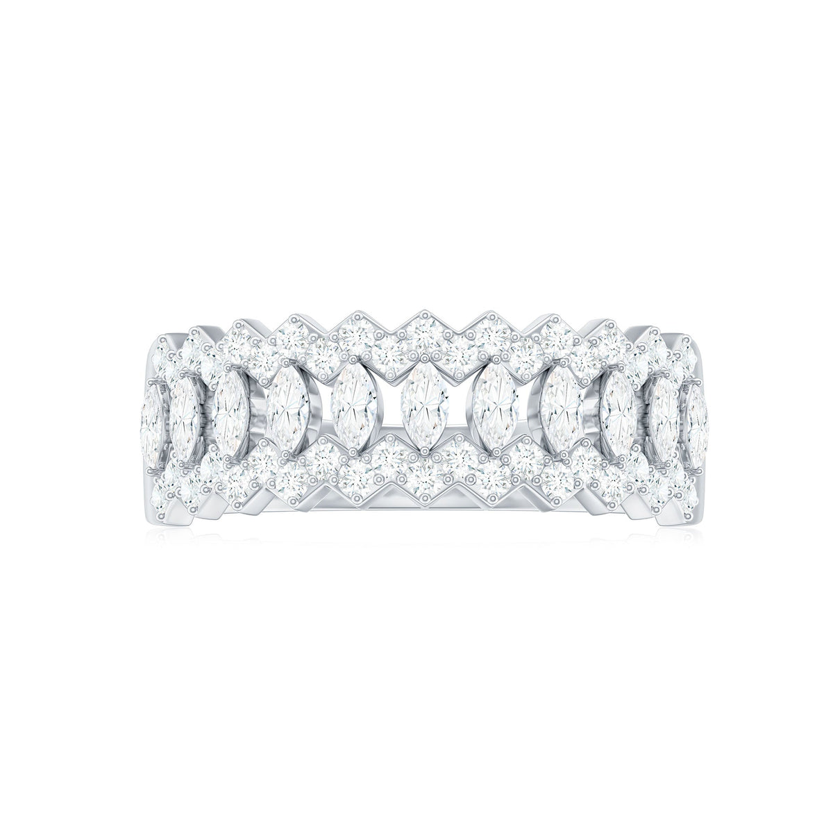 Certified Moissanite Designer Half Eternity Band Ring