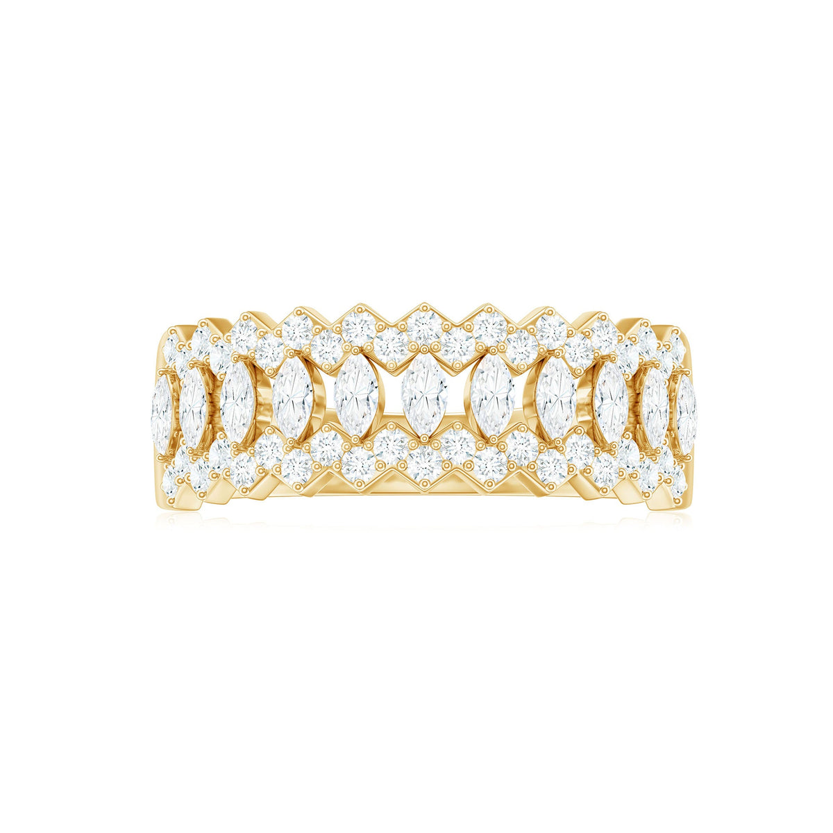 Certified Moissanite Designer Half Eternity Band Ring