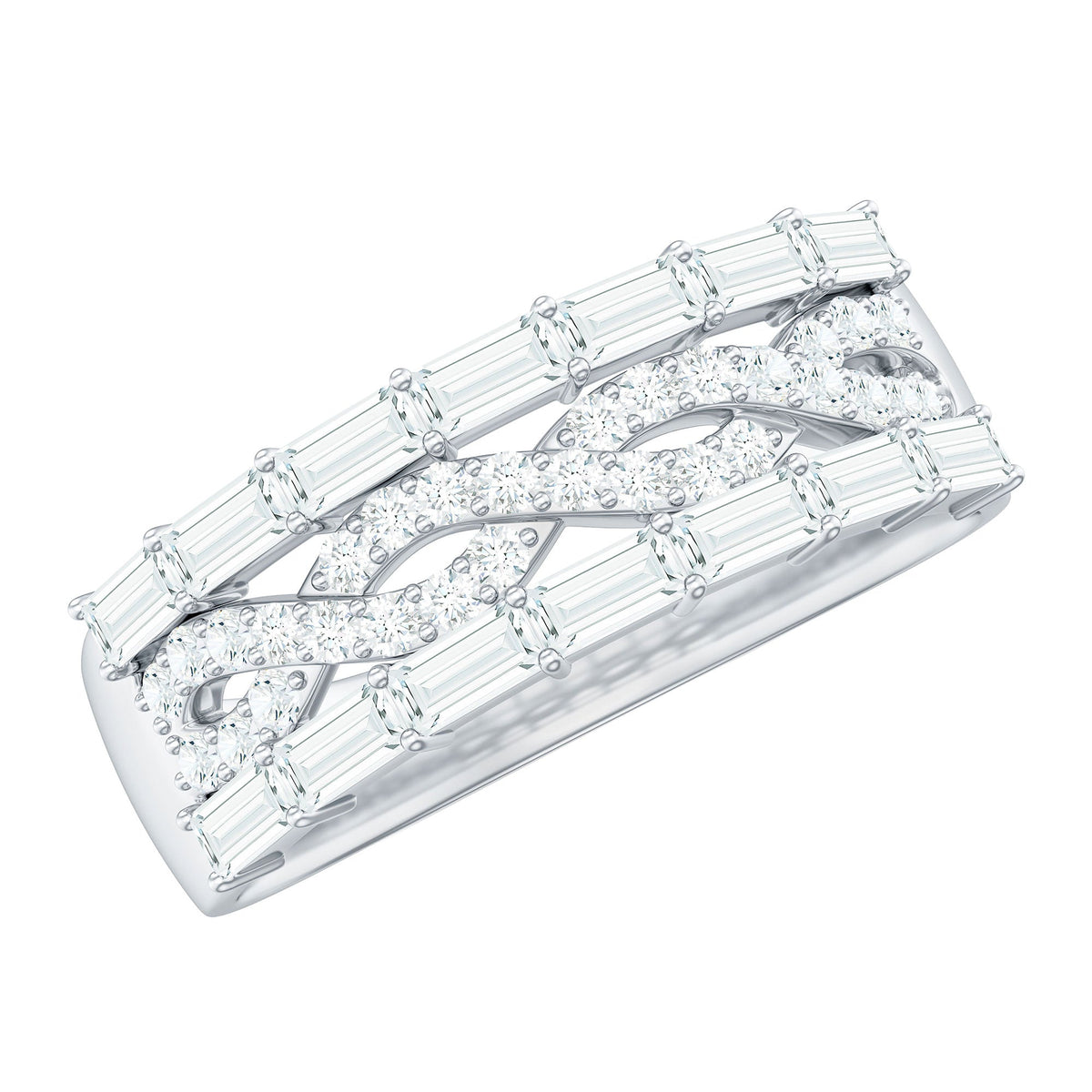 Infinity Style Moissanite Half Eternity Band Ring