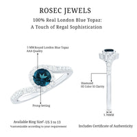 London Blue Topaz Bypass Promise Ring with Diamond Halo